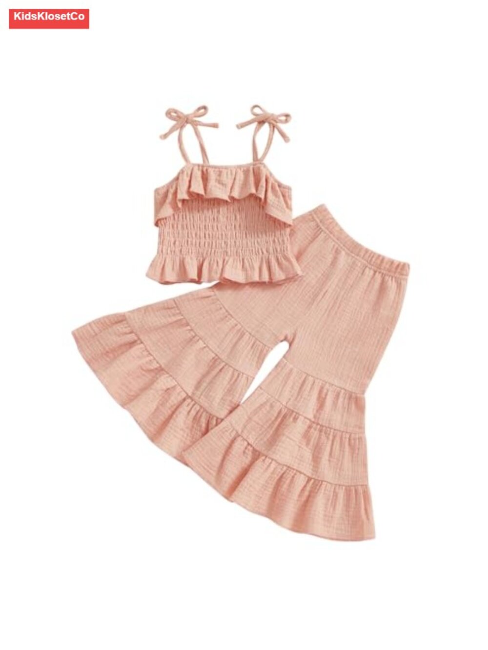 Toddler Baby Girl Smocked Ruffle Halter Top & Flared Pants Set
